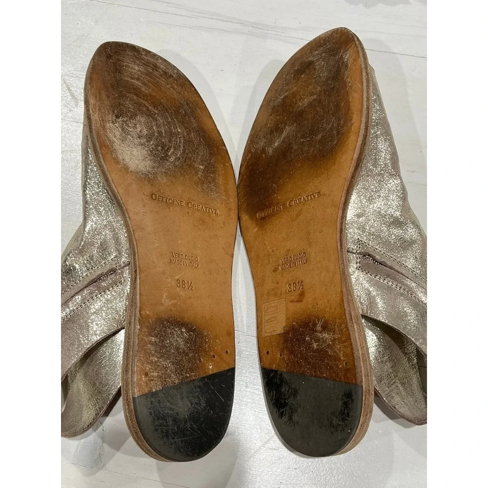 Officine‎ Creative platinum leather zipper Sandals size 38.5